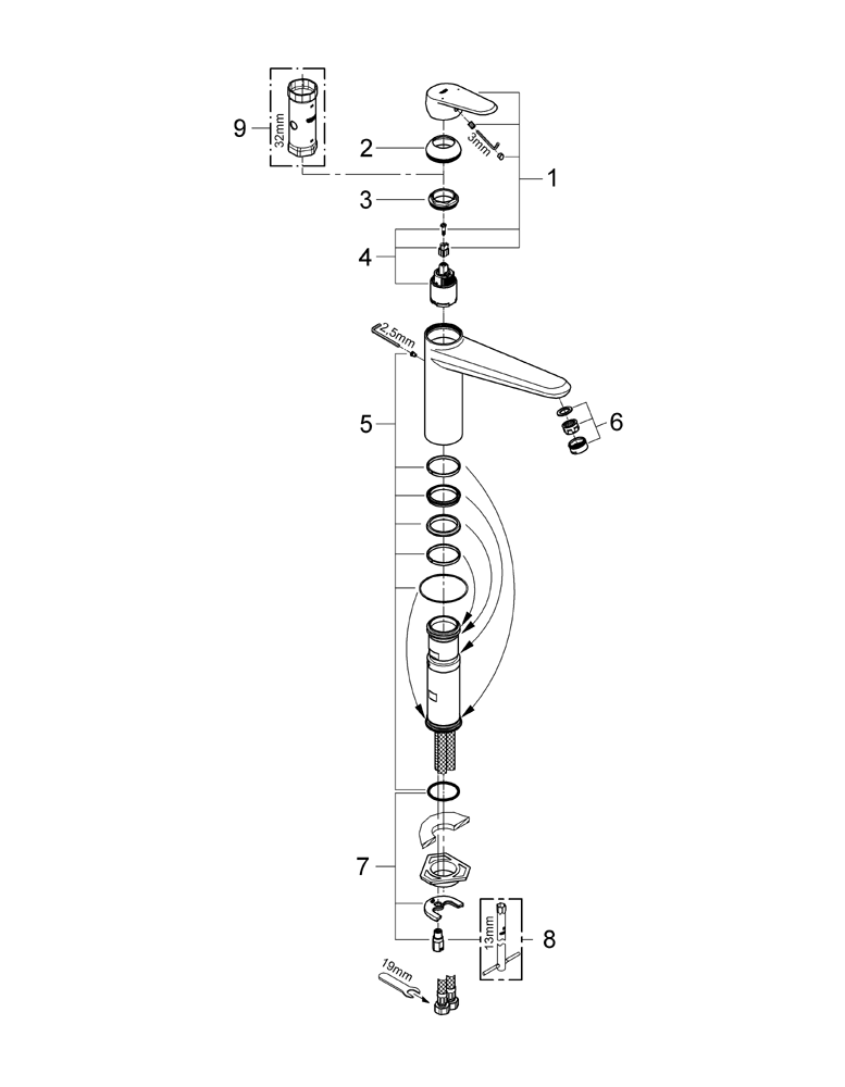 Grohe Einhand-Spültisch-Batterie Eurodisc C 33770 flacher Auslauf Gussauslauf chrom