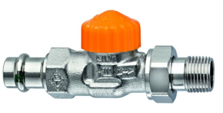Heimeier Thermostat-Ventilunterteil Eclipse, DN15 (1/2") x  15mm, Pressanschl. Durchgang
