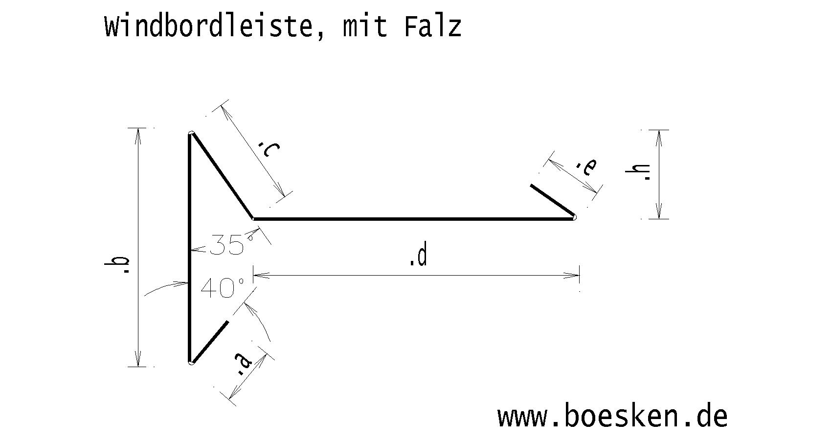 Titanzink-Windbordleiste, mit Falz, RZ vorbewittert blaugrau, L: 3m