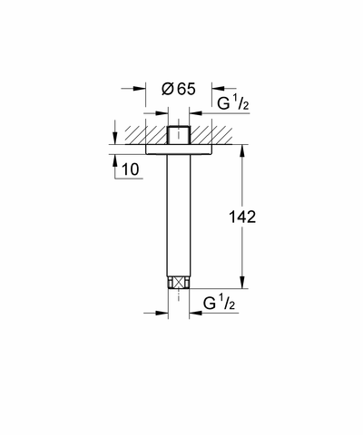 Grohe Deckenauslass Rainshower 28724 1/2'' Länge 142 mm chrom