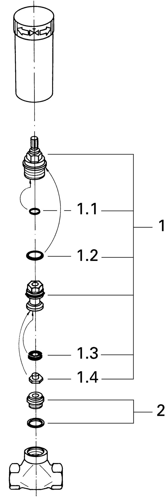 Grohe Unterputz-Ventil-Unterteil 29800 vormont. Oberteil 1/2" Gewindeanschluß 1/2" DN15