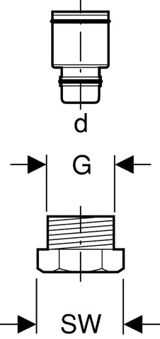 Geberit Mepla Anschlussverschraubung m. AG, d 16 x G 1/2, Typ Heimeier
