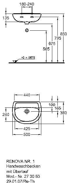 Keramag Handwaschbecken Renova Nr.1 273053 500x380mm