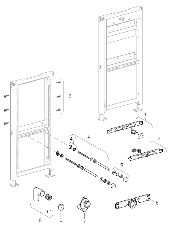 Geberit Duofix Urinal 112-130 cm, für AP-Druckspüler