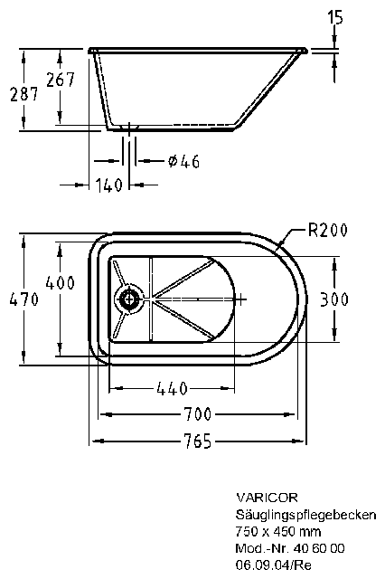 Keramag Säuglingspflegebecken 406010 765x470x310mm (40 l) weiß(alpin)