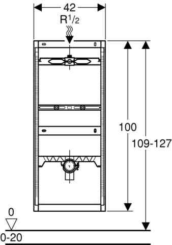 Geberit GIS Urinal min. 114 cm für AP-Druckspüler