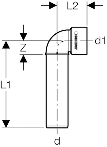 Geberit Silent-PP Anschlussbogen lang DN 40 / 40