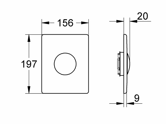 Grohe WC-Betätigung Skate 38445 156x197mm Edelstahl