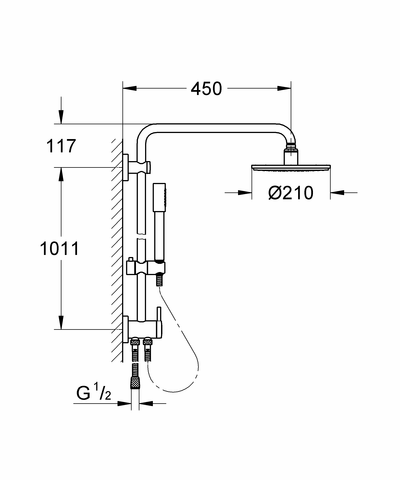 Grohe Duschsystem Rainshower 27058 mit Umstellung Kopf- u. Handbrause chrom