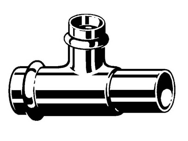 Viega Profipress T-Stück 2418.1, 22 x 15 x 22mm, 477356, aus Kupfer, mit Einsteckende