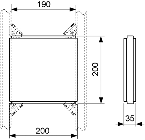 TECEprofil Befestigungsplatte für Zusatzeinbauten 20x20cm