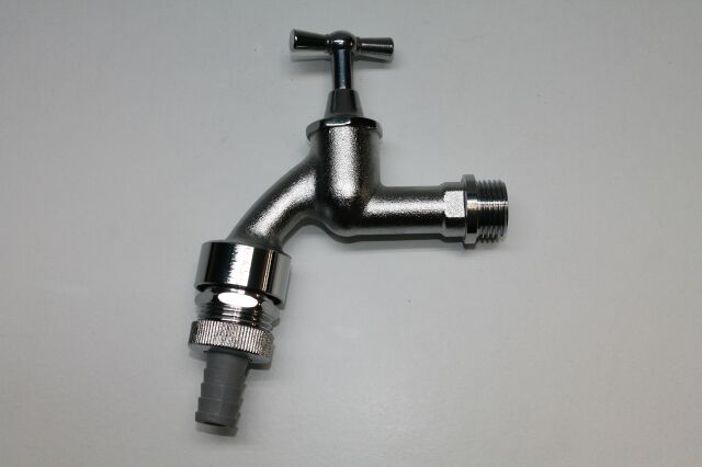 Zapfhahn mattverchr. DN15 (1/2") m. RFV u. RB