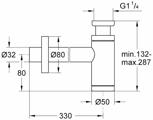 Grohe Geruchverschluss 28912 ür Waschtische 1 1/4" messing chrom