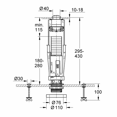 Grohe Eco-Ablaufventil AV1 42297 Druckknopfbetätigung mit Eco-Taste