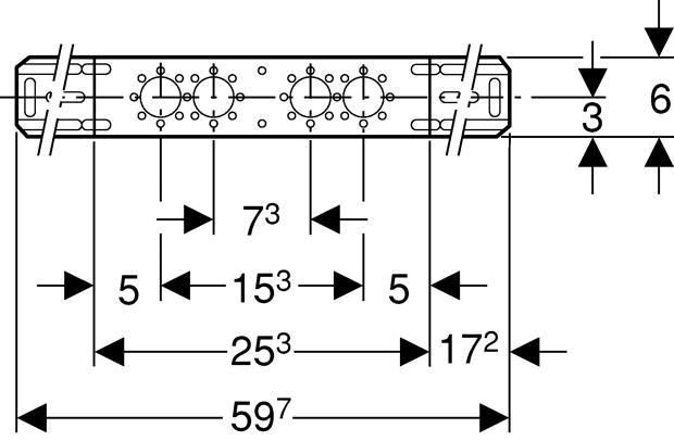 Geberit Mepla Montageplatte 76,5 und 153 mm für zwei Armaturenanschlüsse