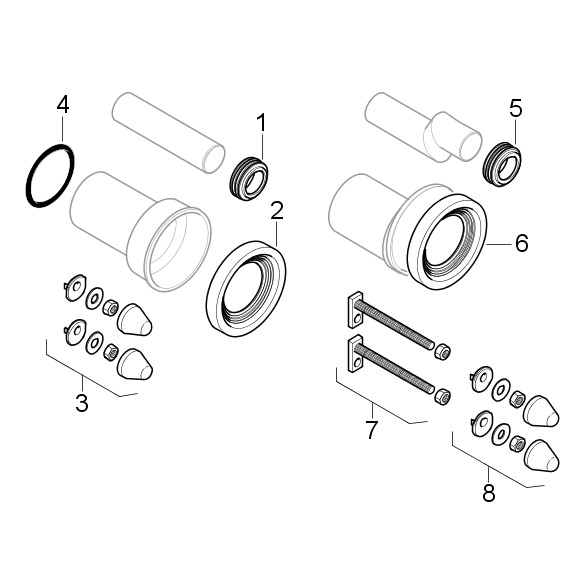 Geberit Einlaufmanschette di 55 mm mit Gummidichtung für Stutzen