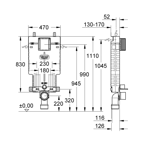 Grohe Uniset für WC 38643 mit Spülkasten GD 2