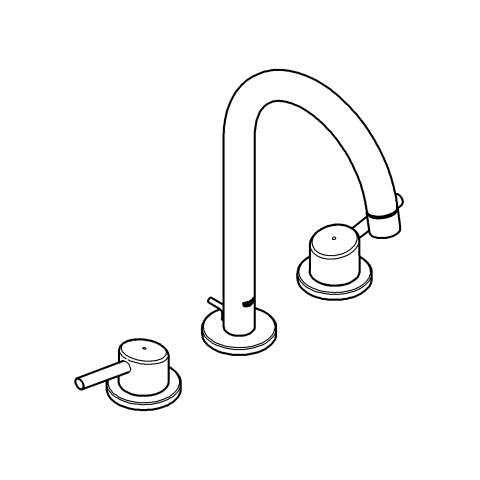 Grohe 3-Loch Waschtisch-Batterie Concetto 20216 mit Zugstangen-Ablaufgarnitur chrom