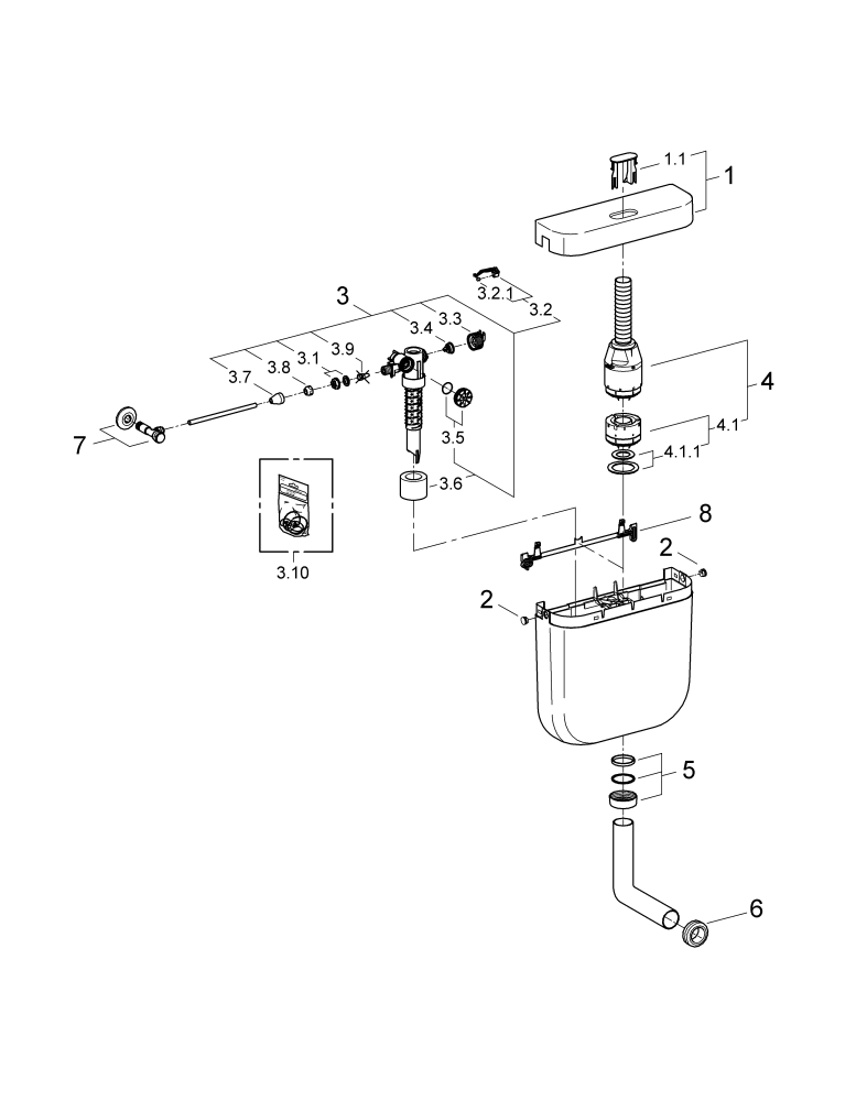 Grohe WC-Spülkasten 37355 Aufputz alpinweiß