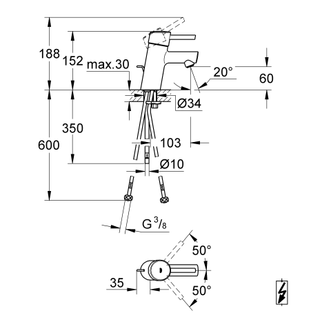 Grohe Einhand-Waschtisch-Batterie Concetto 23060 Niederdruck chrom