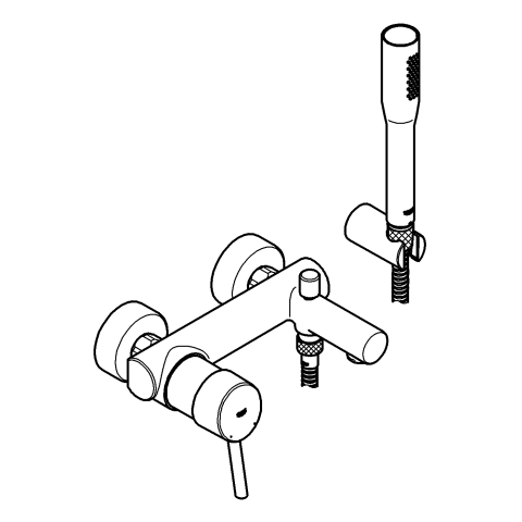Grohe Einhand-Wannenbatterie Concetto 32212 Wandmontage mit Euphoria Brauseset chrom