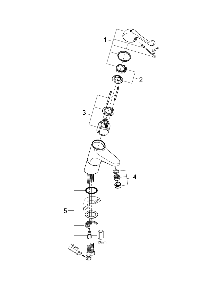Grohe Sicherheitsmisch-Waschtisch-batterie Euroeco Special 32790 hohe Ausf. gl.Körper chrom
