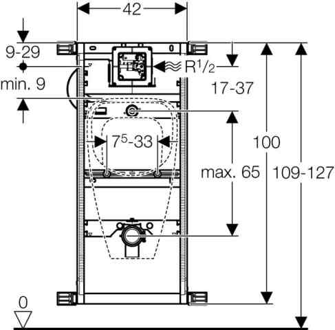 Geberit Kombifix Urinal Universal 109-127cm für Urinal-Steuerung ab 2009