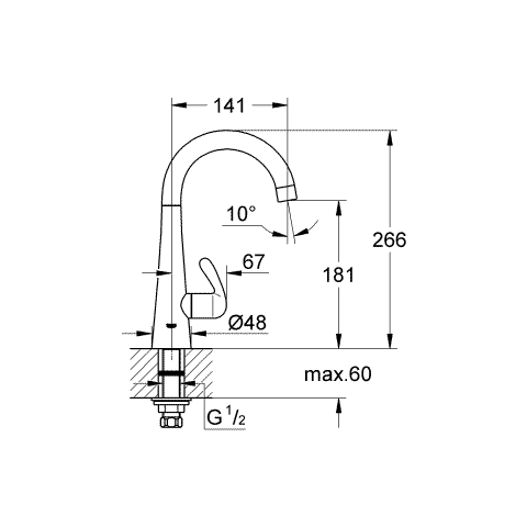 GROHE Standventil Zedra 30026 DN15 schwenkbarer Rohrauslauf