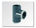 PVC-U T-Stück 90°,  m. Innengew., m. Verstärkung