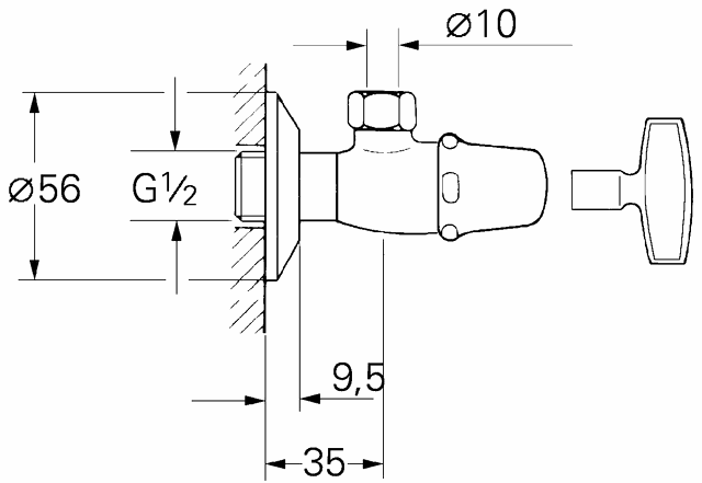 Grohe Eckventil Atlanta 22917 DN15 Steckschlüssel-Oberteil chrom