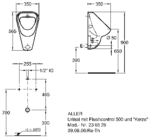 Keramag Urinal Aller 236520, mit Kerze