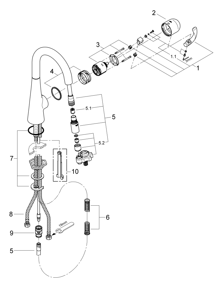 GROHE Einhand-SPT-Batterie.Zedra 32296 DN15 herausz. Dual-Spülbrause