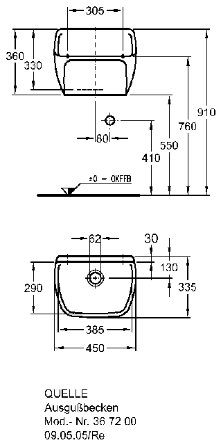 Keramag Ausguß Quelle 367200 Stichmaß 305mm weiß(alpin)