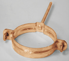 Kupfer-Fallrohrschelle, mit Schlagstift 140 mm