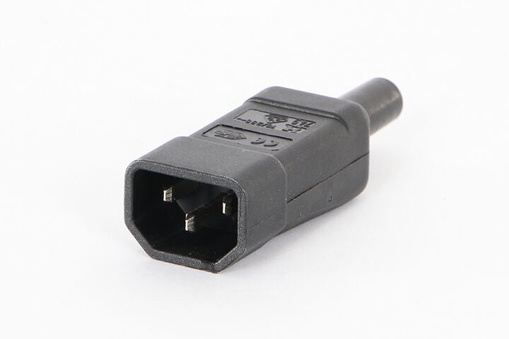 Kaltgeräte-Anschlusskupplung m. Tülle, 230 V, 10 A, schwarz