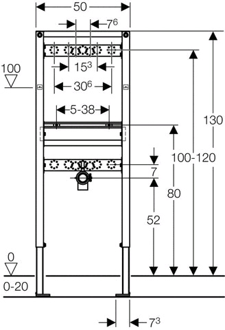 Geberit Duofix Waschtisch 130 cm, für Wandarmatur