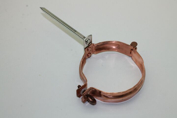 Kupfer-Fallrohrschelle, mit Schlagstift 140 mm