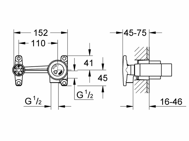 Grohe Unterputz-Einbaukörper 33769 für Atrio und Tenso 2-Loch Waschtisch-Wandbatterie