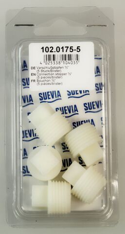 Suevia Stopfen Kunststoff, R 1/2", Nr. 102.0175-5 (5 Stück/Blister) zu Mod. 12P/15/17/19R/25R/46/115