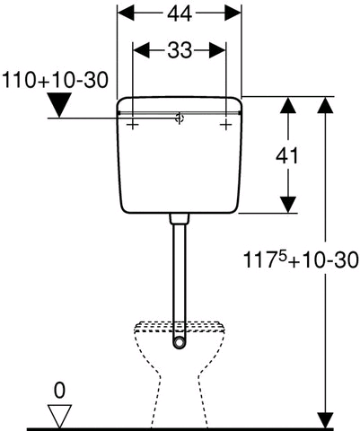 Geberit AP-Spülkasten AP127 weiss-alpin, mit Spül-Stopp-Spülung, halbhochhängend