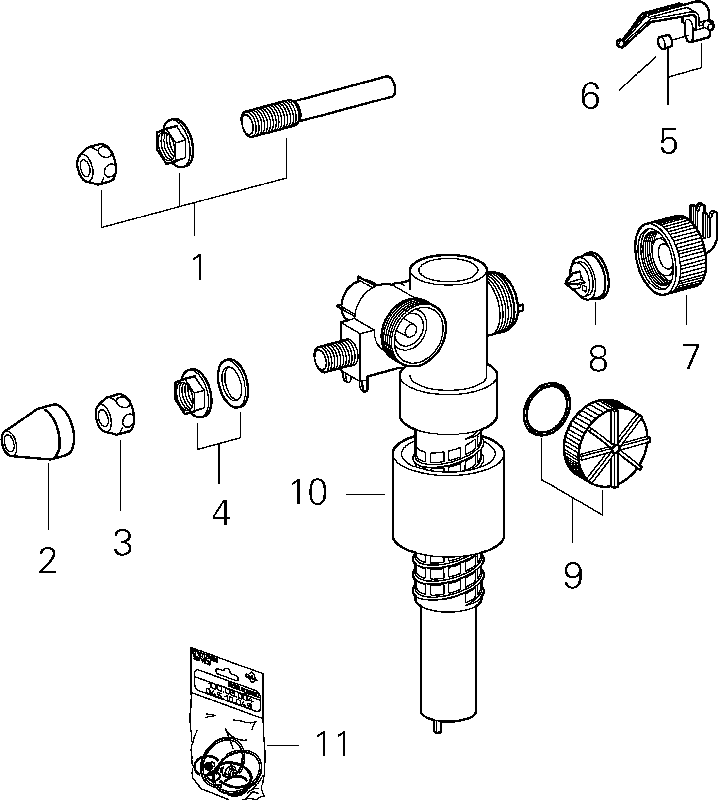 Grohe Füllventil 37092 DN15 mit Abdeckk. Versatzausgleichstück und Drossel