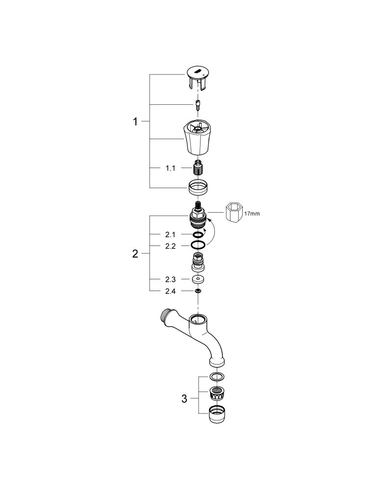 Grohe Auslaufventil Costa 30098 DN15 Wandmontage chrom