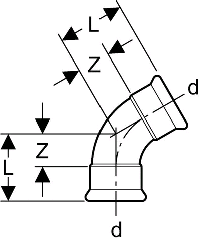 Geberit Mapress Edelstahl Bogen 60° (Cr-Ni-Mo-Stahl)