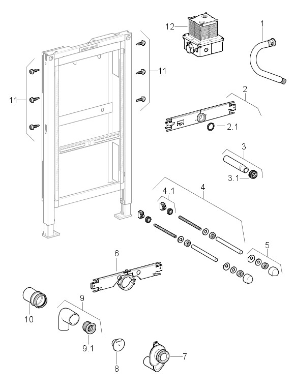 Geberit Duofix Urinal Universal 98cm, Bet.v.oben für Urinal-Steuerung ab 2009