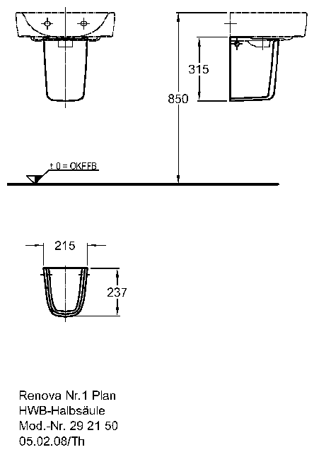 Keramag Halbsäule Renova Nr. 1 Plan 292150
