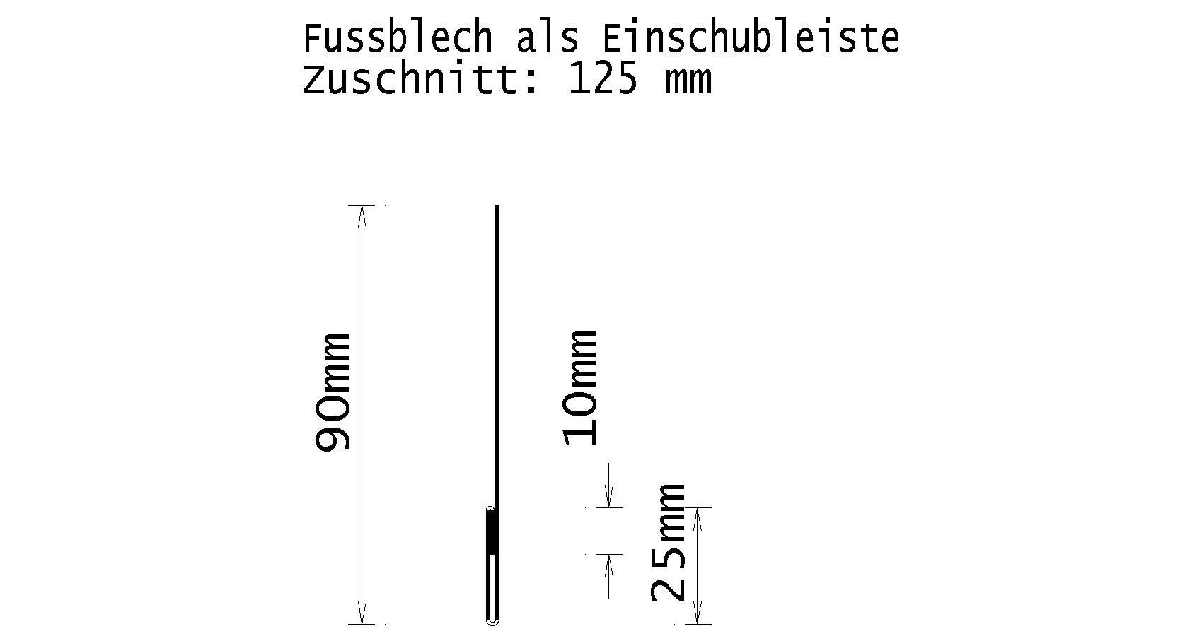 Kupfer-Fussblech, Zuschnitt: 125 x 0.70 mm, 2 Kantungen, L: 2m