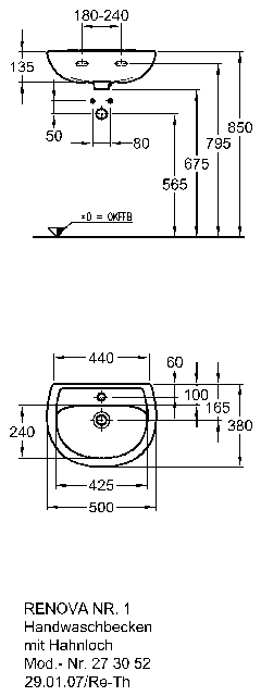 Keramag Handwaschbecken Renova Nr.1, 500x380mm, 273052