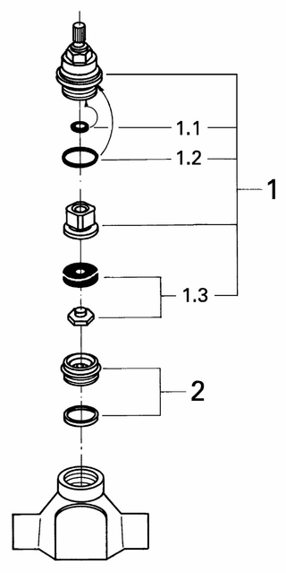 Grohe Unterputz-Ventil-Unterteil 29804 vormont. Oberteil 3/4" Lötanschluß 22mm DN20