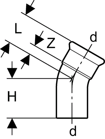 Geberit Mapress Edelstahl Bogen 30°, m. Einschubende (Cr-Ni-Mo-Stahl)