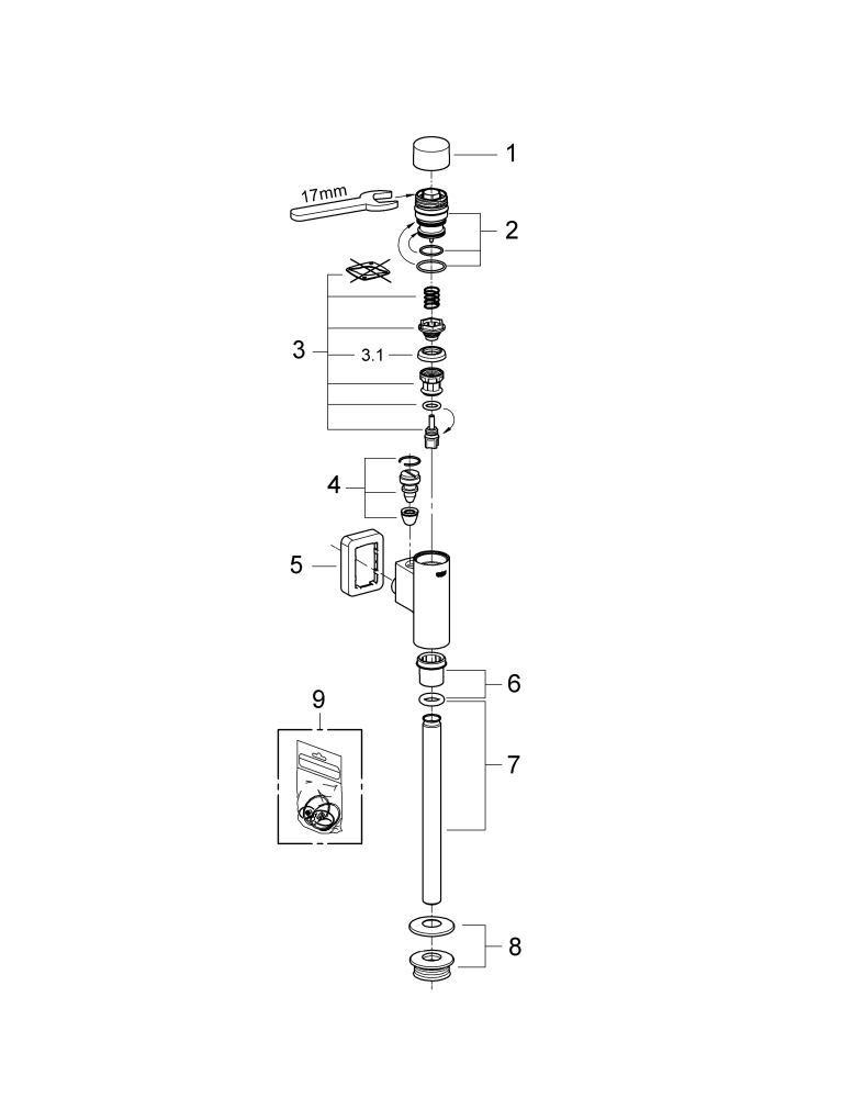 Grohe Urinal-Druckspüler Rondo 37339 mit integrierter Vorabsperrung chrom